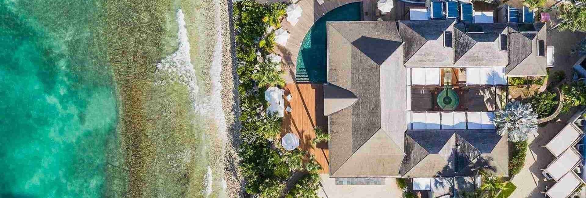 Luxury villa with direct Lorient beach access in St Barts overlooking turquoise ocean and white sand