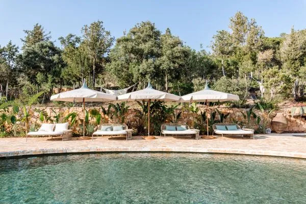 Mediterranean garden and private pool at the traditional, upscale Fincadelica villa in Ibiza