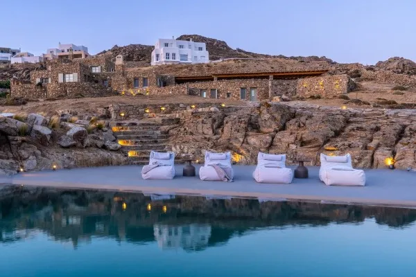 Generous outdoor spaces and private pools in the finest luxury family villas in Mykonos.