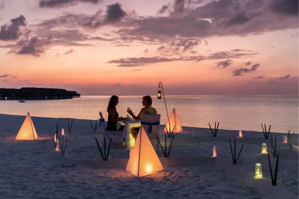 dinner sunset couple st barts