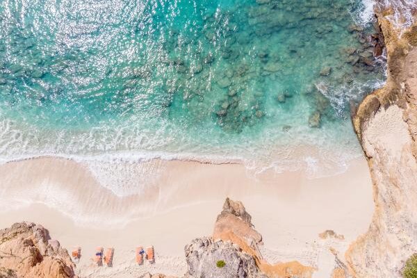 Flamands beach in Saint-Barthélemy with white sand and crystal-clear turquoise waters